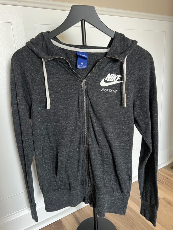 Nike Tops - Nike Charcoal Gray Full-Zip Hoodie with White Logo
